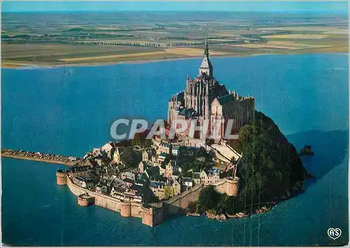 Cartes postales moderne Le Mont Saint Michel (Manche) Vue aerienne du Mont par Grande Maree L'Abbaye des Merveilles Les