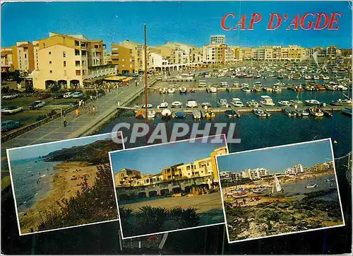 Moderne Karte Cap d'Agde Paysage du Languedoc Bateaux