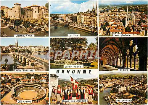Cartes postales moderne Bayonne Chateau Vieux la Nive Vue Generale Pont St Esprit Jardin public Cloitre Les arenes