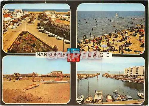 Moderne Karte Narbonne Plage (Aude)en Parcourant la Cote Mediterraneenne Bateaux