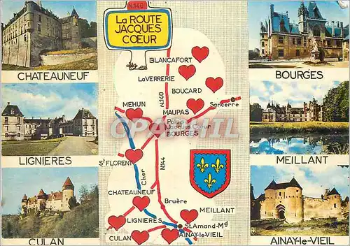 Cartes postales moderne La Route Jacques Coeur Chateauneuf Bourges Culan Ainay le Vieil