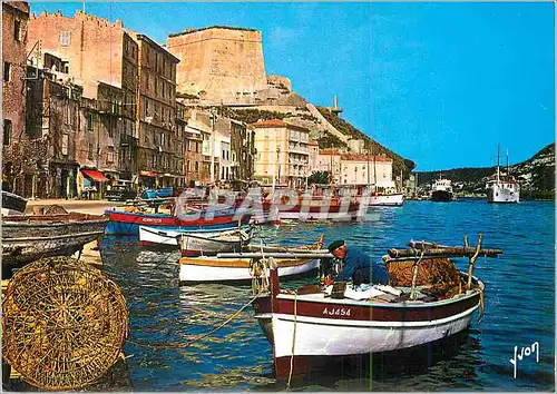 Cartes postales moderne Bonifacio la Corse Oasis de Beaute le Port Domine  par la Citadelle et la Haute Ville Couleurs e