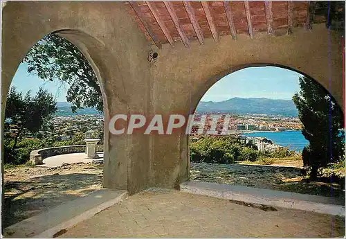Moderne Karte Panorama sur Antibes pris de Notre Dame de la Garoupe Cote d'Azur