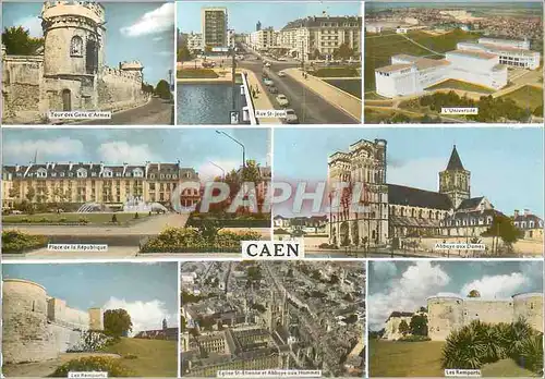 Cartes postales moderne Caen Rue St Jean l'Universite Place de la Republique Abbaye aux Dames