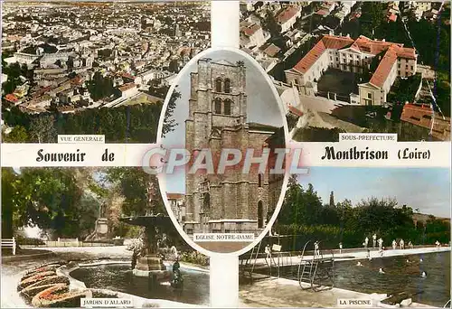 Moderne Karte Souvenir de Montbrison (Loire) Vue Generale Sous Prefecture Jardin d'Allard la Piscine