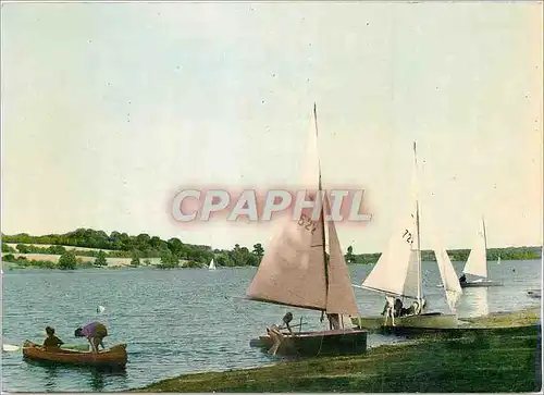 Moderne Karte Reservoir du Bourdon (Yonne) Superfleie 220ha Voiliers sur le Lac Bateaux Saint-Fargeau Saint Fa