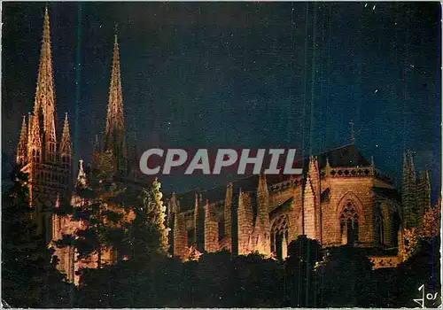 Cartes postales moderne Quimper (Finistere) la Bretagne en Couleurs la Cathedrale Illuminee