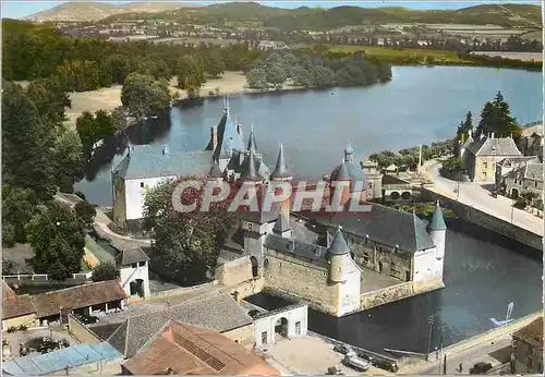 Cartes postales moderne En Avion au dessus de la Clayette (Saone et Loire) le Chateau et le Lac