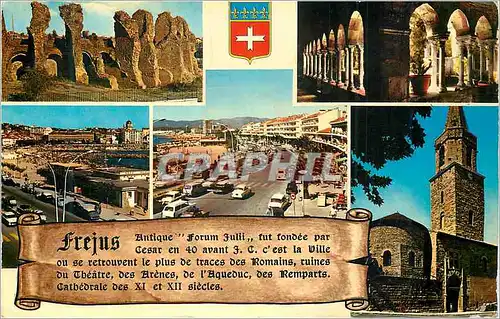 Moderne Karte Frejus (Var) la Cote d'Azur les Arenes Romaines le Cloitre (XIIe s) le Boulevard de la Liberatio