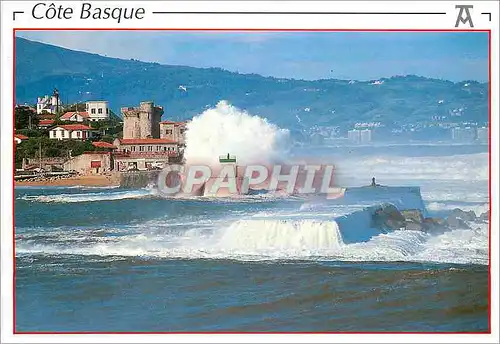 Moderne Karte Cote Basque Vagues sur Socoa