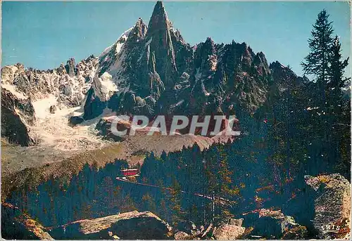 Moderne Karte Chamonix Mont Blanc Le Chemin de fer du Montenvers et l'Aiguille du Dru (374 m) Funiculaire Trai