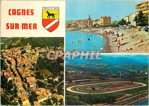 Moderne Karte Cagnes sur Mer Au Soleil de la Cote d'Azur Le Village domine par le Chateau des Grimaldi La Plag