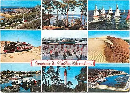 Cartes postales moderne Souvenir du Bassin d'Arcachon Train Bateaux