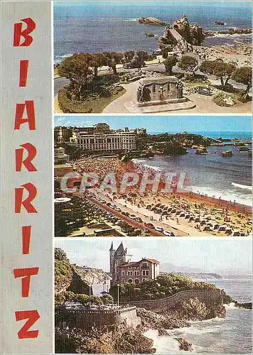 Cartes postales moderne Biarritz (Pyr Atlantiques) de haut en bas Le Rocher de la Vierge et le Monumentaux aux Morts La