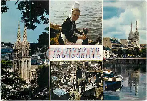 Cartes postales moderne Quimper en Cornouaille La Bretagne en Couleurs La Cathedrale de Quimper La Coiffe Borleden et le