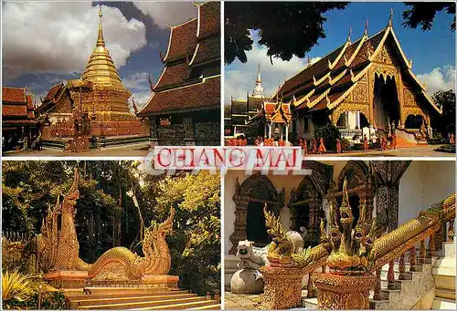 Moderne Karte Thailand Chiang Mai Wat Phra That Doi Suthep Wat Phra Sing Dragon Staircase Leading up to Doi Su