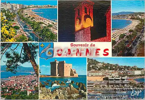 Moderne Karte Cannes (A M) La Cote d'Azur La Croisette et ses Palaces La Croisette et le Suquet Vue Generale