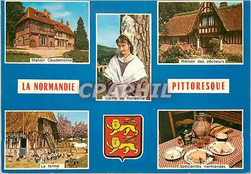 Cartes postales moderne La Normandie Pittoresque Manoir Caudemoine Maison des Pecheurs Coiffe de Rolleville