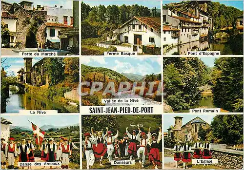 Cartes postales moderne Saint Jean Pied de Port Porte du marche Ferme basque Danseurs Folklore