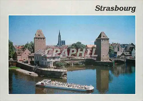 Cartes postales moderne Strasbourg (Bas Rhin) Croisiere sur l'Ill Passage devant les Pont Couverts et ses Tours defensiv