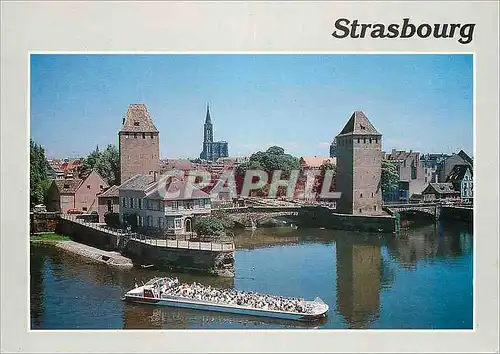 Moderne Karte Strasbourg (Bas Rhin) Croisiere sur l'Ill Passage devant les Pont Couverts et ses Tours defensiv