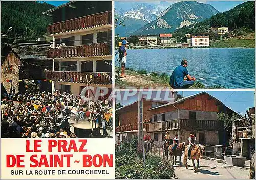 Moderne Karte Le Praze de Saint Bon Fete de la Madelon Lac du Praz Promenade Equestre Cheval Peche