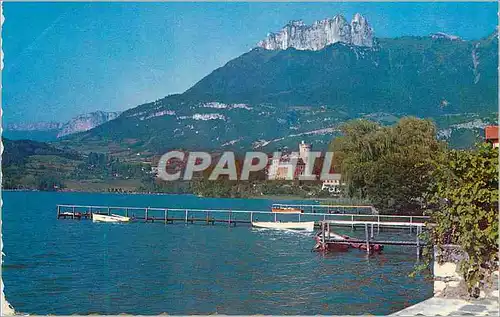 Moderne Karte Lac d'Annecy Duingt le Chateau et les Dents de Lanfon