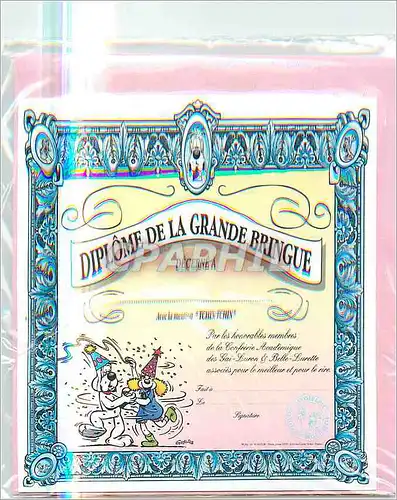 Moderne Karte Diplome de la Grande Bringue Diplome Officiel Gai Luron