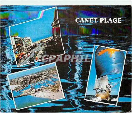 Moderne Karte Canet Plage Lumiere et Couleurs de la Cote Catalane Divers Aspects Bateaux