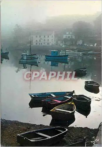 Moderne Karte La Bretagne en Couleurs Trois Barques amoureuses de Maree en attente du depart en attente du dep