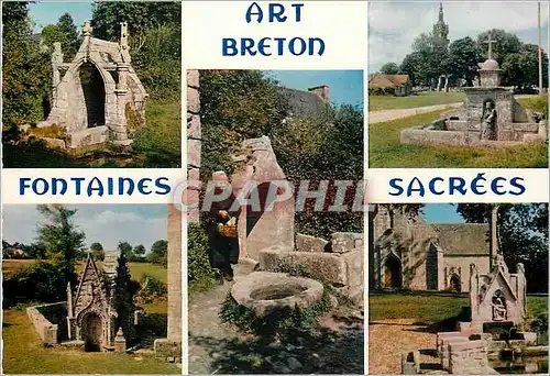 Moderne Karte Fontaines Sacrees de Bretagne (Saint Venec Berven le Drennec Saint Tugen Saint Nicodeme) la Bret