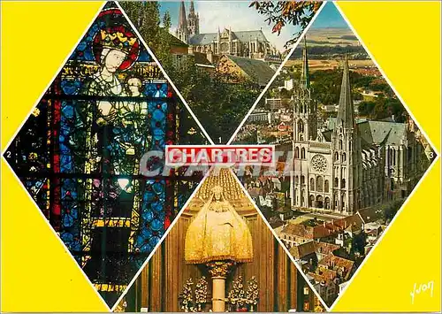 Cartes postales moderne Cathedrale de Chartres (Eure et Loir) Couleurs et Lumiere de France Vue d'Ensemble de la Cathedr