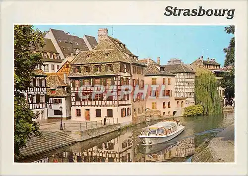 Moderne Karte Strasbourg (Bas Rhin) Quai de la Bruche Bateau Peniche