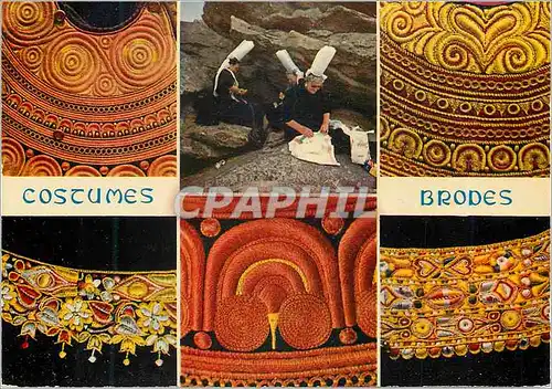 Cartes postales moderne La Bretagne en Couleurs Costumes Brodes de Bretagne du Pays Glazik et du Pays Bigouden Folklore