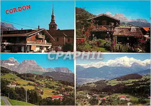 Moderne Karte Cordon (Haute Savoie) altitude 900 1450m et le Massif du Mont Blanc (4807m)