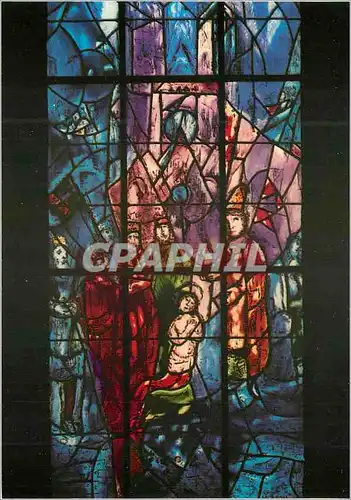 Moderne Karte Cathedrale de Reims Vitraux de Chagall Fenetre de Droite le Sacre de Saint Louis