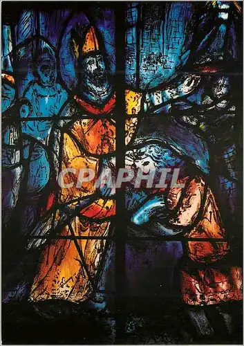 Cartes postales moderne Cathedrale de Reims Vitraux de Chagall Fenetre de Droite le Bapteme de Clovis