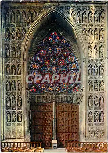 Cartes postales moderne Cathedrale de Reims (Marne)  En Champagne Grand Portail Petite Rose