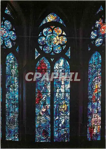 Cartes postales moderne Cathedrale de Reims Vitraux de Chagall Fenetre Centrale Abraham et le Christ