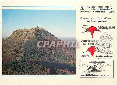 Moderne Karte Le Puy de Dome Image d'Auvergne Ce volcan a dynamisme de type Peleen est forme de deux domes Emb