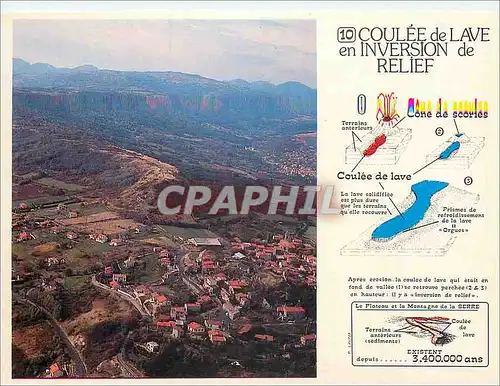 Moderne Karte La Montagne et le Plateau de la Serre Image d'Auvergne Coulee de Lave en Inversion de Relief vol