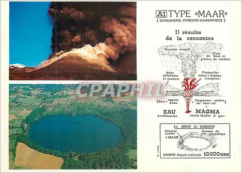 Moderne Karte Le Gour de Tazenat (Profondeur 70 metres) Image d'Auvergne Volcant a dynamisme de type Maar volc