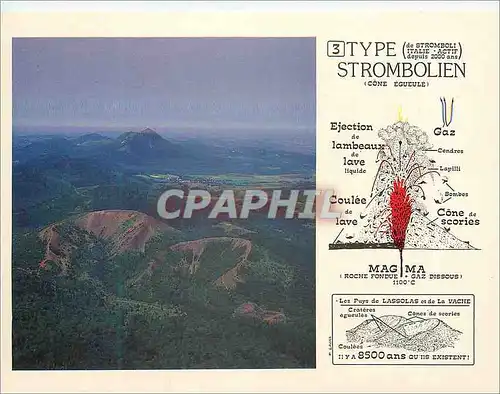 Moderne Karte Les Puys de la Vache Image d'Auvergne Volcan de Type Strombolien Volcan