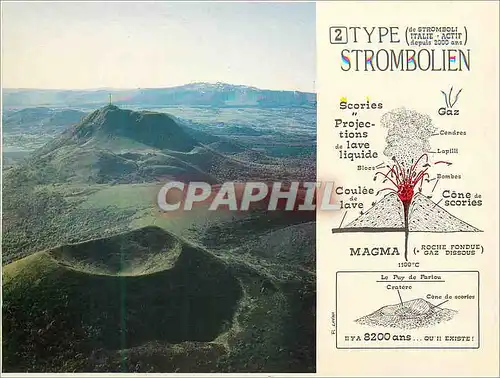 Moderne Karte Le Puy de Pariou Image d'Auvergne Colcan de Type Strombolien Volcan