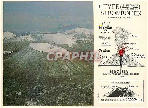 Moderne Karte Le Puy de Come (Alt 1293 m) Image d'Auvergne Colcan de Type Strombolien Volcan