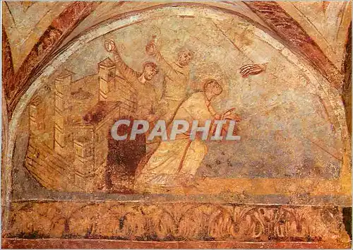 Cartes postales moderne Auxerre Musee de l'Abbaye Saint Germain Fresque Carolingienne des Cryptes la Lapidation de Saint