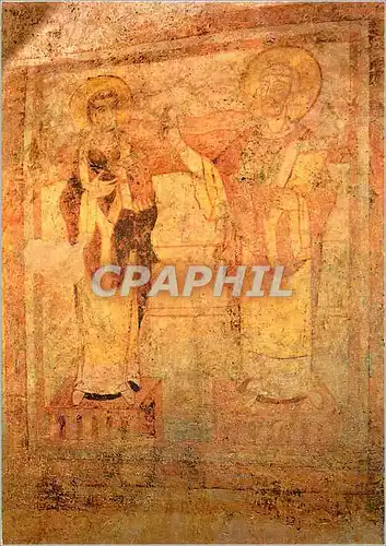 Moderne Karte Auxerre Musee de l'Abbaye Saint Germain Fresque Carolingienne des Cryptes Deux Eveques d'Auxerre