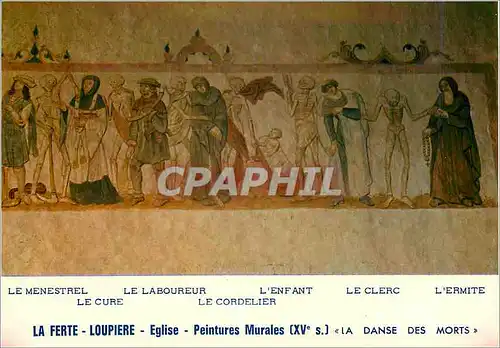 Cartes postales moderne La Ferte Loupiere (Yonne) Eglise Peintures Murales (XVe s) la Danse des Morts le Menestrel le La