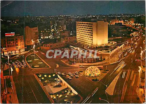 Moderne Karte Souvenir du Maroc Casablanca La Place Mohammed V (la Nuit)