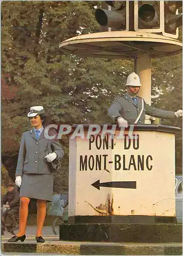 Moderne Karte Agent protecteur et Regulateur de la Circulation Pont du Mont Blanc Police Policier